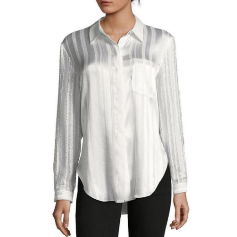 Tahari Jazzie Satin Blouse Color Pearl